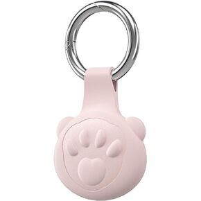 COLORCORAL AirTag Holder Anti-Scratch AirTag Keychain Compatible with Aapple AirTag Waterproof Silicone Air Tag Case with Anti-Lost Key Ring for Pet Tracking, Kids, Bags,Luggage, Pink Bear