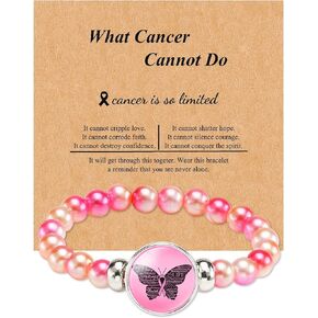 Breast Cancer Bracelet Cancer Awareness Bracelet Natural Stone Beaded Bracelet Inspirational Bracelets Gifts for Woman Girls