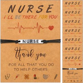 Sureio 8 Sets Nurse Gifts Bracelet Bulk Bracelet Nursing Appreciation Gifts with Blessing Card for Nurse Day Graduation