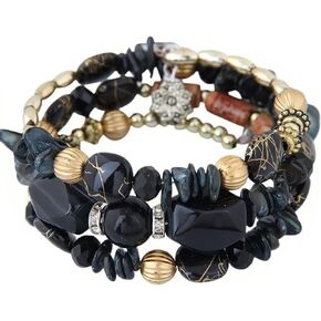 Pingyongchang Boho Agate Beads Charms Bracelet Multilayer Irregular Bracelets for Women Vintage Jade Stone Man Bracelets Yoga Turquoise Bangles Ethnic Jewelry