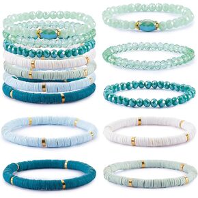 ornaland 7 قطع اليدوية بوليمر كلاي هيشي سيرفر تمتد أساور مجموعة ملونة الخرز الزجاجي أساور بوهو تكويم أساور المعصم مجوهرات للنساء in Kuwait