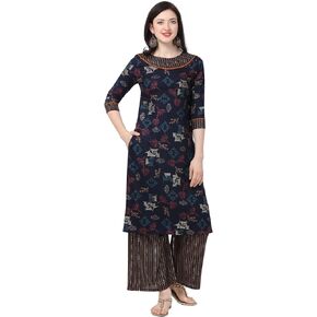 Women's Rayon Straight Kurta Palazzo Set