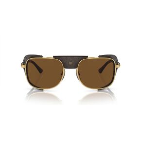 Persol Men's PO113SZ Polarized Rectangular Sunglasses, Gold, 53 mm