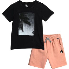 Volcom Boys' Shorts Set - 2 Piece Short Sleeve T-Shirt and French Terry Sweat Shorts - Summer Outfit Set for Boys (2T-7)