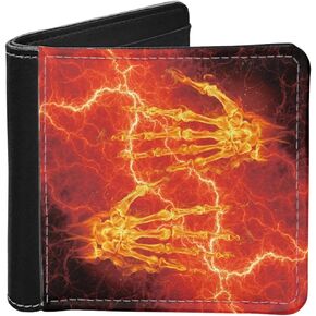 Coldinair Fire Water Basketball Print Bifold Wallets for Men Teens Boys,Slim PU Leather RFID Blocking Travel Wallet