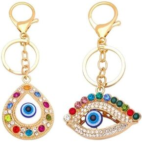 Fuqimanman2020 Evil Eye Jewelry Evil Eye Good Luck Keychain for Women Girls Protection Charms Keychain for Car Keys Holder