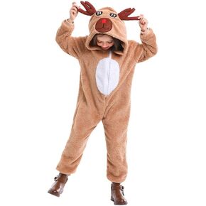 Soyoekbt Kids Reindeer Costume for Christmas Boy Girl Animal Onesies Pajamas for Xmas