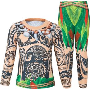 AmzBarley Boys Costumes Tattoo Sleeve Shirt and Pants Set Halloween Dress Up Outfit Ocean Adventure Theme Party Role Play