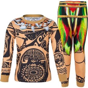 AmzBarley Boys Costumes Tattoo Sleeve Shirt and Pants Set Halloween Dress Up Outfit Ocean Adventure Theme Party Role Play in Kuwait