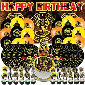 N04840 Cobra Karate Party Supplies Plates Decorations Birthday Cake Topper Banner Decor Backdrop Balloons in Kuwait