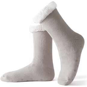 SNOOG Fleece Lined Socks - Cozy Slipper Socks with Grippers for Women - Sock Slippers, Non Slip Fuzzy Socks, Warm Cabin Socks
