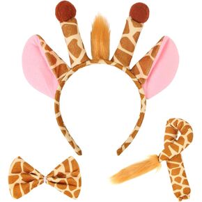EVERMARKET 3 Pcs Giraffes Costume Set, Giraffes Ears Headband Giraffes Tail and Bow Tie, Animal Costume Accessories for Halloween Christmas Birthday Party Cosplay Masquerades