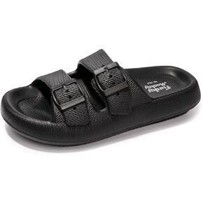 FUNKYMONKEY Plastic Sandals for Women and Men, Adjustable Double Buckle Slides Comfort Flat Pillow Slippers in Kuwait