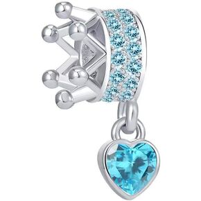 YQSLIN You'll Always Be My Queen Crown Princess Charm Crystal Heart Dangle Bead fit Women's Charm Bacelet