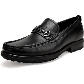 GOLDEN COXES FAMILY Formal Dress Shoes for Men, Premium Buckle Moc-Toe Business Shoes Casual Slip-on Penny Loafer