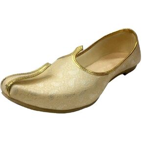 Mens Cream Gold Handmade Shoes Sherwani Shoes Achkan Shoes Etnic Mojri Khussa Juti