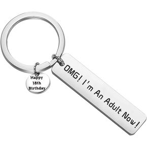 BEKECH Funny Adult Birthday Gifts 18th Birthday Keychain OMG I'm An Adult Now Jewelry Gifts for Adult 18th Birthday