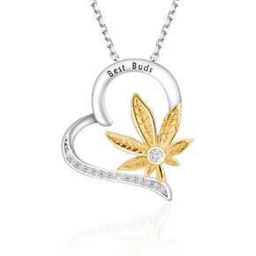 KUIYAI Best Buds Necklace Marijuana Weed Leaf Necklace Cannabis Jewelry Maple Leaf Necklace BFF Gift