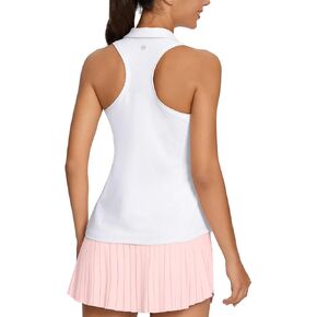 BALEAF Women's Golf Shirts Sleeveless Racerback Tennis Tank Tops V-Neck Polo Collar UPF 50+ Quick Dry