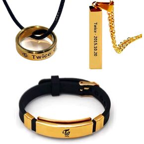 3Pcs TWICE Jewelry Gifts Set,TWICE Necklace Wristband Ring Merch for Fans