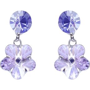Alilang Womens Crystal Purple Hibiscus Flower Drop Earring Necklace Statement Jewelry Set