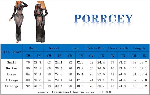 فستان PORRCEY نسائي مثير بأحجار الراين وأكمام طويلة للنوادي الليلية، فستان سهرة للحفلات والنوادي in Kuwait