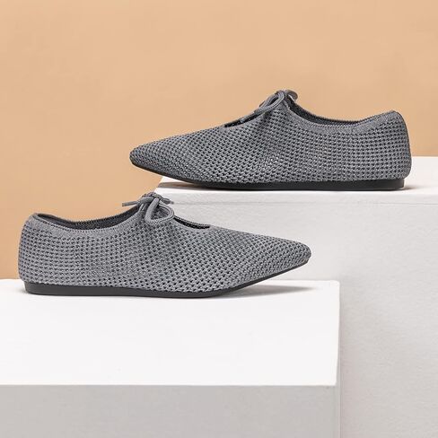 أحذية نسائية مسطحة محبوكة مريحة من الإسفنج الذكي بمقدمة مدببة سهلة الارتداء مع رباط الحذاء in Kuwait