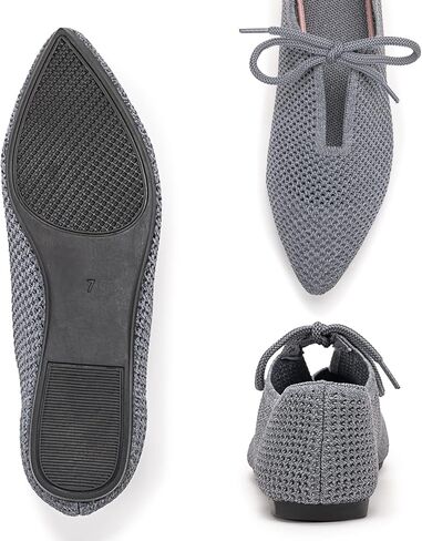 أحذية نسائية مسطحة محبوكة مريحة من الإسفنج الذكي بمقدمة مدببة سهلة الارتداء مع رباط الحذاء in Kuwait