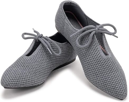 أحذية نسائية مسطحة محبوكة مريحة من الإسفنج الذكي بمقدمة مدببة سهلة الارتداء مع رباط الحذاء in Kuwait