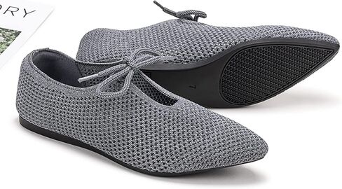 أحذية نسائية مسطحة محبوكة مريحة من الإسفنج الذكي بمقدمة مدببة سهلة الارتداء مع رباط الحذاء in Kuwait