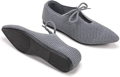 أحذية نسائية مسطحة محبوكة مريحة من الإسفنج الذكي بمقدمة مدببة سهلة الارتداء مع رباط الحذاء in Kuwait