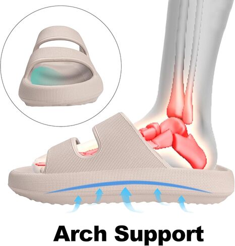 شرائح سحابية للنساء والرجال، شباشب وسادة مع دعم للقوس، شباشب استحمام مريحة مضادة للانزلاق، صنادل حمام السباحة، أحذية الشاطئ الناعمة السميكة لالتهاب اللفافة الأخمصية in Kuwait