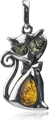 Sterling Silver Multicolor Amber Cat Pendant in Saudi Arabia