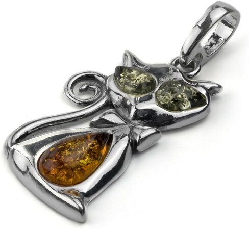 Sterling Silver Multicolor Amber Cat Pendant in Saudi Arabia