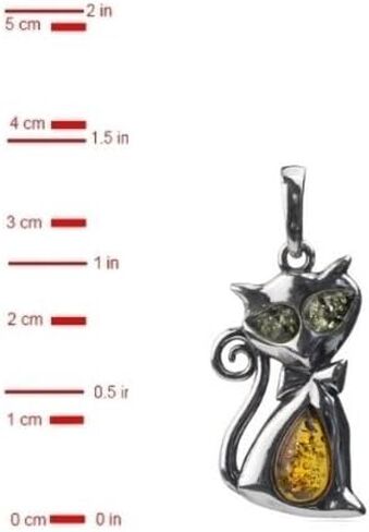 Sterling Silver Multicolor Amber Cat Pendant in Saudi Arabia