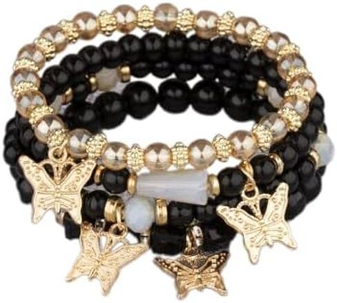 Zian 4 Pieces Bohemian Stretch Beads Bracelets For Women Girls Boho Multilayered Stackable Bracelet Set Multicolor Charm Handmade Jewelry Gifts in Kuwait