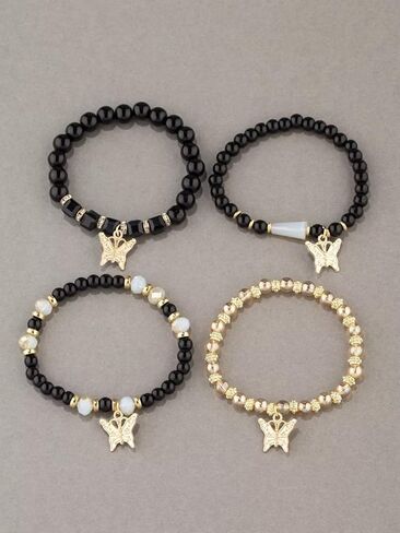 Zian 4 Pieces Bohemian Stretch Beads Bracelets For Women Girls Boho Multilayered Stackable Bracelet Set Multicolor Charm Handmade Jewelry Gifts in Kuwait