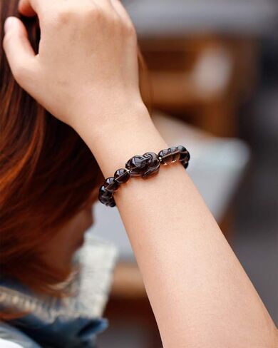 Lightock Fox Ice Obsidian Bracelet Engraved In Sanskrit Six-word Lucky Bracelet for Women 10mm Beads in Kuwait