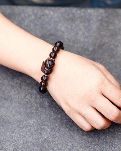 Lightock Fox Ice Obsidian Bracelet Engraved In Sanskrit Six-word Lucky Bracelet for Women 10mm Beads in Kuwait
