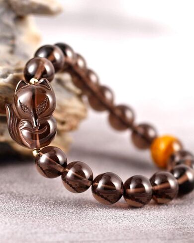 Lightock Fox Ice Obsidian Bracelet Engraved In Sanskrit Six-word Lucky Bracelet for Women 10mm Beads in Kuwait