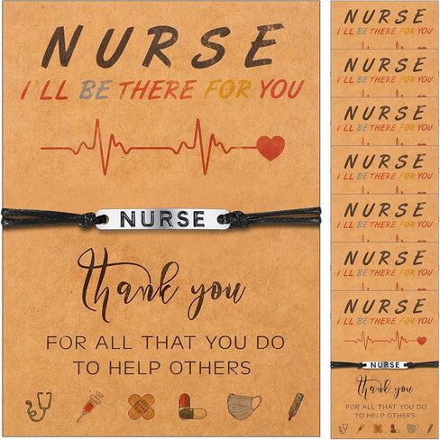 Sureio 8 Sets Nurse Gifts Bracelet Bulk Bracelet Nursing Appreciation Gifts with Blessing Card for Nurse Day Graduation in Saudi Arabia