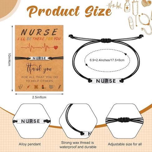 Sureio 8 Sets Nurse Gifts Bracelet Bulk Bracelet Nursing Appreciation Gifts with Blessing Card for Nurse Day Graduation in Saudi Arabia