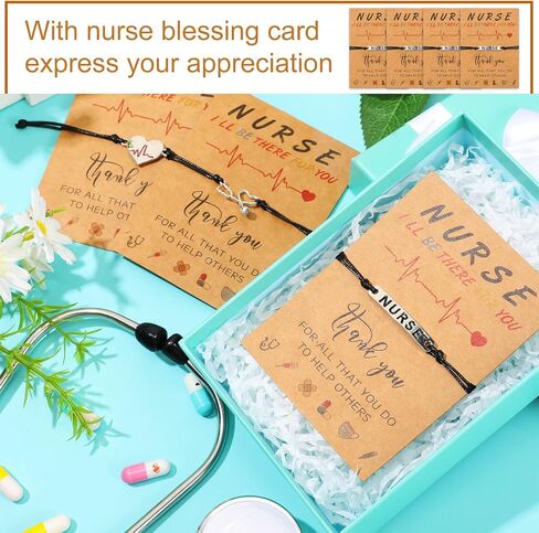 Sureio 8 Sets Nurse Gifts Bracelet Bulk Bracelet Nursing Appreciation Gifts with Blessing Card for Nurse Day Graduation in Saudi Arabia