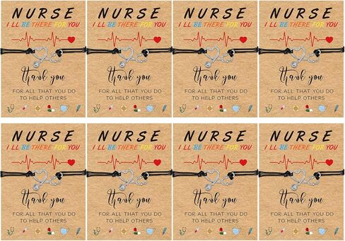 Sureio 8 Sets Nurse Gifts Bracelet Bulk Bracelet Nursing Appreciation Gifts with Blessing Card for Nurse Day Graduation in Saudi Arabia