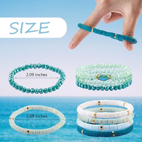 ornaland 7 قطع اليدوية بوليمر كلاي هيشي سيرفر تمتد أساور مجموعة ملونة الخرز الزجاجي أساور بوهو تكويم أساور المعصم مجوهرات للنساء in Kuwait