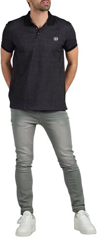 Toofashy Cotton Classic Polo Shirt for Men - Short Sleeve Textured Cotton Jacquard Pattern with Ribbed Collar in Saudi Arabia