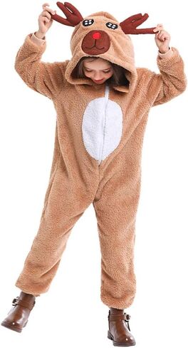 Soyoekbt Kids Reindeer Costume for Christmas Boy Girl Animal Onesies Pajamas for Xmas in Saudi Arabia
