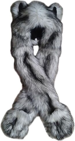Simpowe 3 in1 White Animal Furry Hood Hat in Kuwait