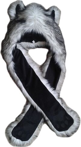 Simpowe 3 in1 White Animal Furry Hood Hat in Kuwait