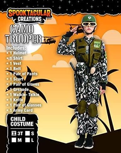 أزياء Spooktacular Creations للأطفال لجندي الجيش المموه، سترة تكتيكية للهالوين زي جندي مموه للأولاد in Saudi Arabia